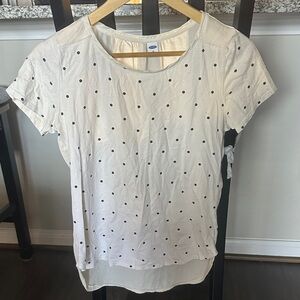Old Navy White Polka Dot Short Sleeve Tee